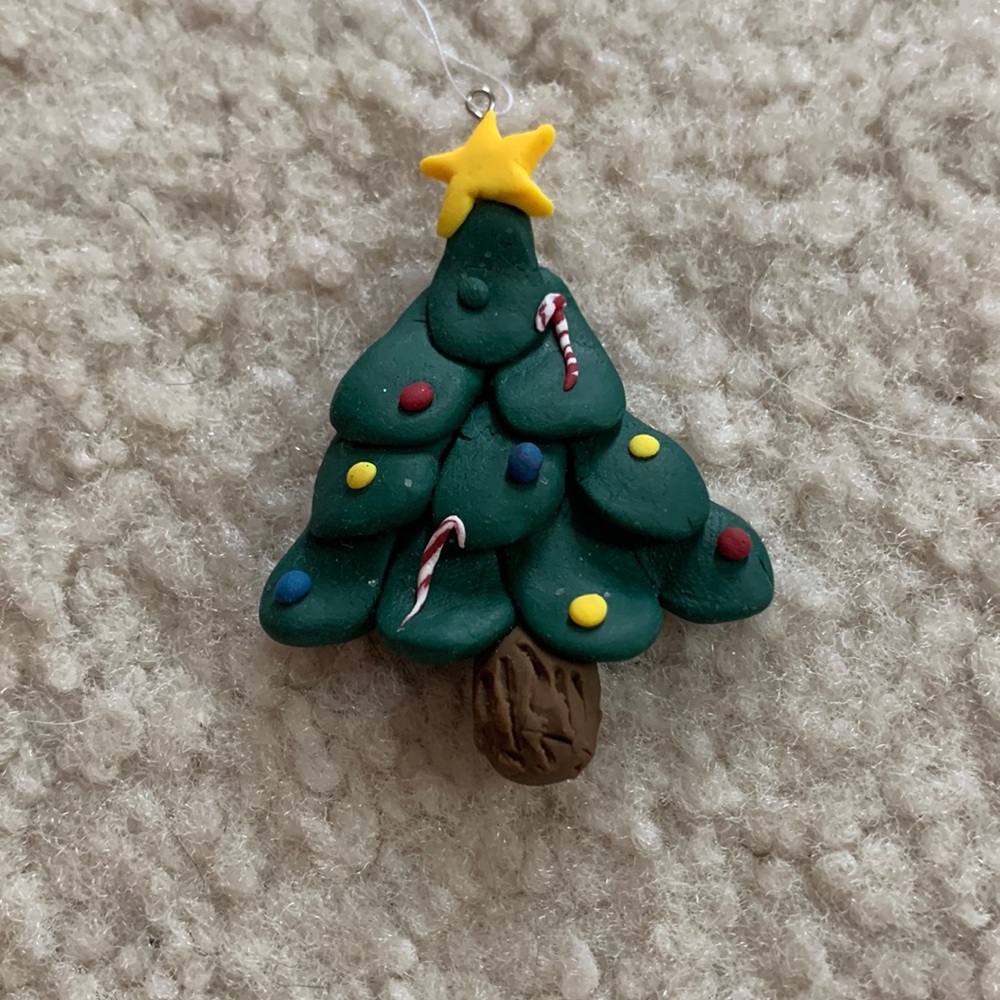 Handmade clay tree ornament